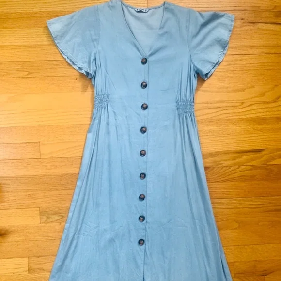The Editor's Market | Dresses | Chambray Denim Midi Dress